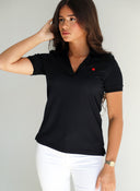 Polo Cuello V Negro Mujer