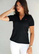 Polo Cuello V Negro Mujer