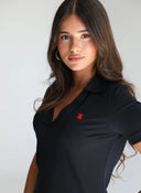Polo Cuello V Negro Mujer