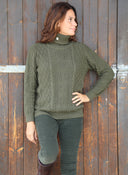 Jersey Mujer Verde Caza de Ochos Cuello Alto Mujer