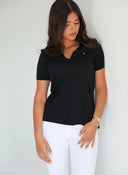 Polo Cuello V Negro Mujer