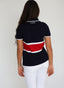 Navy Polo Shirt with Red Stripe for Women