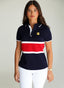 Navy Polo Shirt with Red Stripe for Women