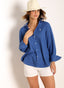 Camisa Azul Añil Lino Oversize Mujer