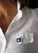 Camisola Blanca Bolsillos Lino Mujer