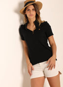 Polo Negro Cuello Cremallera  Mujer
