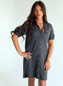 Vestido Gris Tencel Dos Bolsillos