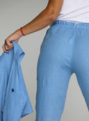 Pantalón Lino Azul Añíl Mujer