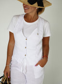 Chaleco Blanco 100% Lino Mujer