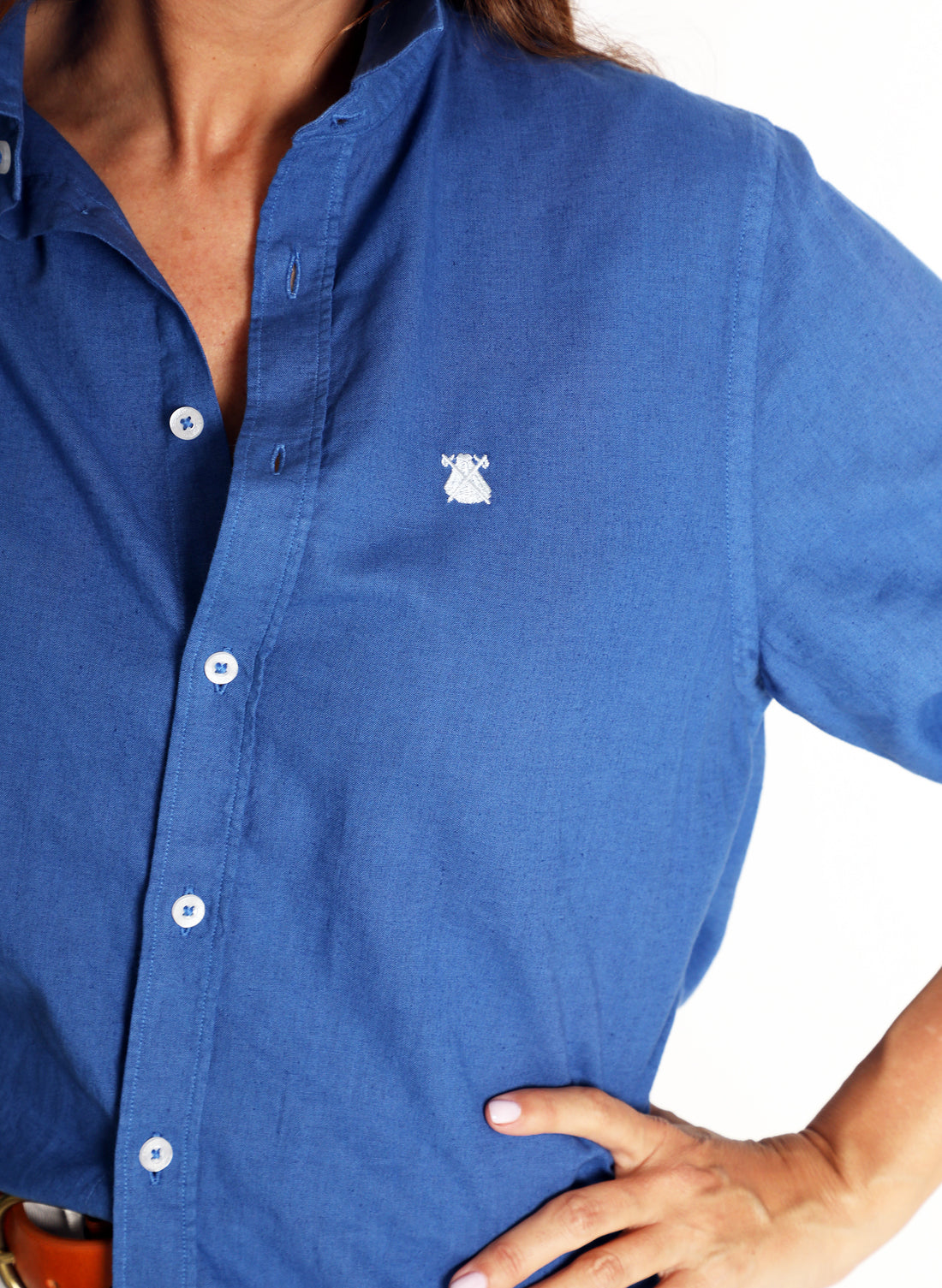 Indigo Blue Linen Oversize Women's Shirt