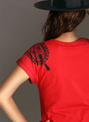 Camiseta  Roja Hombreras Toreras Mujer