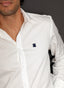 Camisa Hombre Sarga Blanca Capote Azul