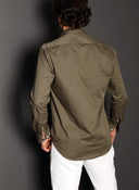 Camisa Sarga Kaki Hombre