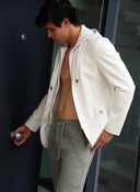 Americana Off White Capucha Desmontable Hombre
