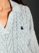 Jersey Polo Trenzado Gris Mujer