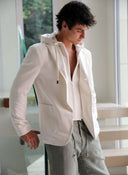 Americana Off White Capucha Desmontable Hombre
