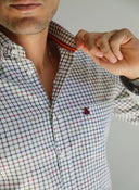 Camisa Cuadros Cinta España Cuello Botón y Bolsillo Hombre