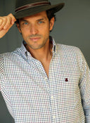 Camisa Cuadros Cinta España Cuello Botón y Bolsillo Hombre