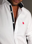 Camisa Hombre Blanca Oxford contraste Lunares