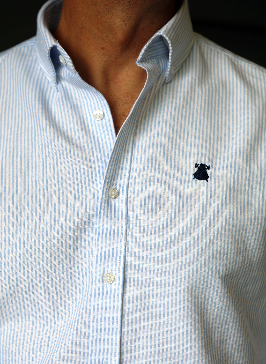 Striped Man Shirt Button Collar