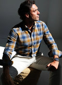 Camisa Villela Cuadros Azules/Mostaza Hombre