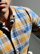 Camisa Villela Cuadros Azules/Mostaza Hombre