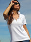 Polo Blanco Cuello Cremallera  Mujer