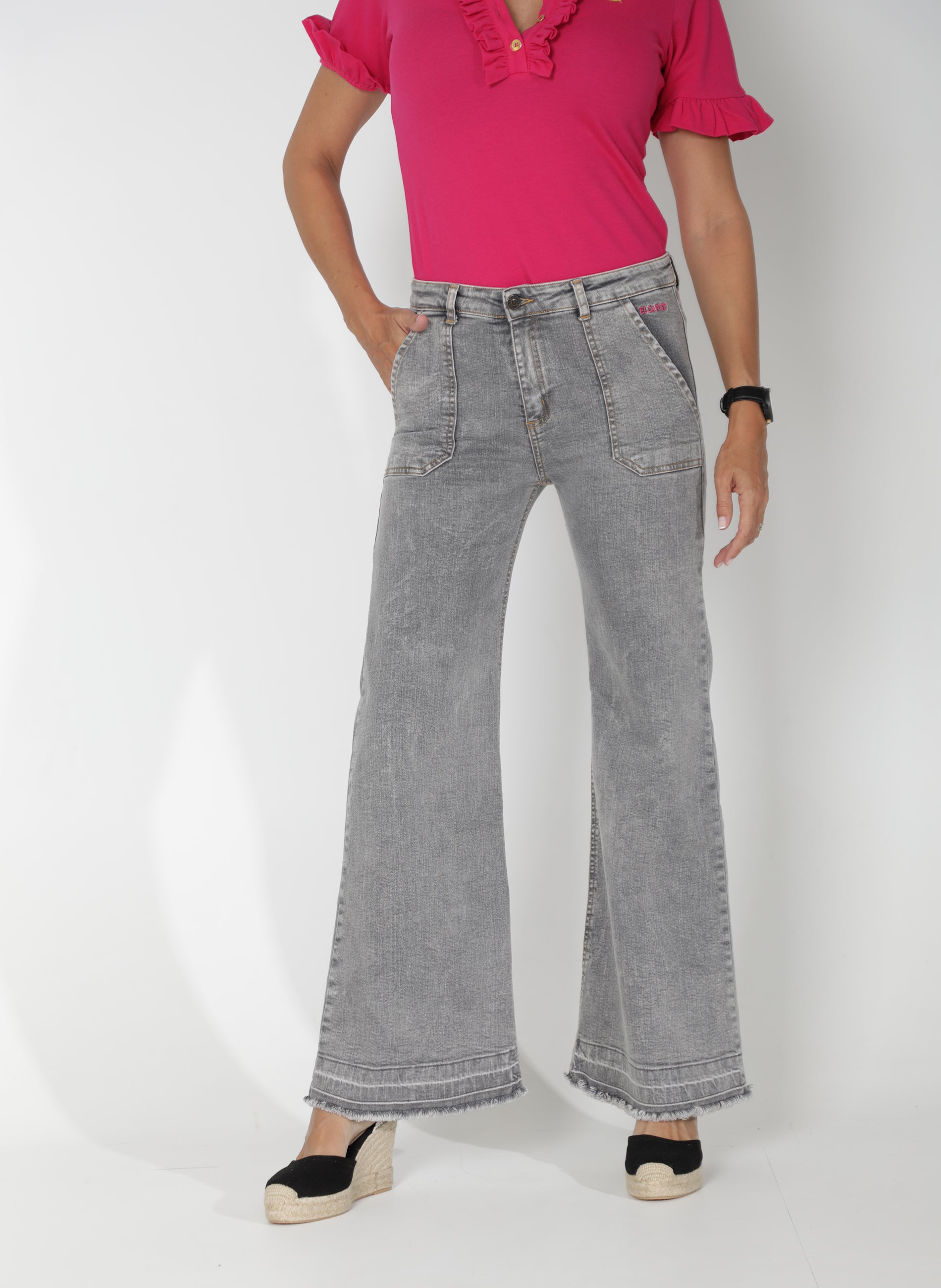 Women's Gray Front Pockets Jeans