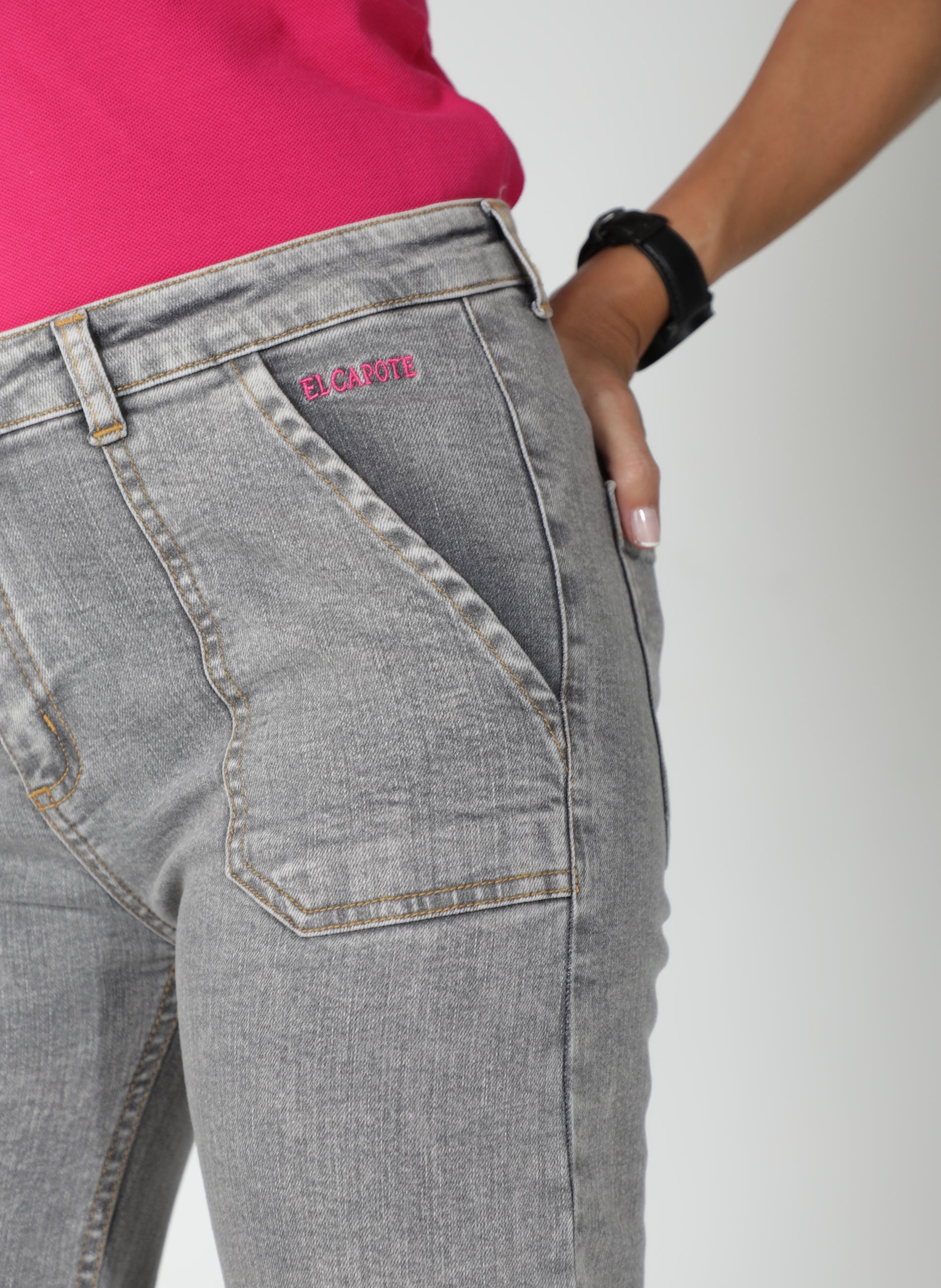 Women's Gray Front Pockets Jeans