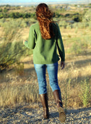 Jersey Verde Cuello Caja Mujer