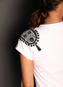 Camiseta Blanca Hombreras Toreras Mujer