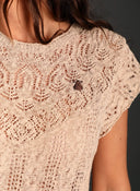 Jersey de Punto Calado Camel Mujer