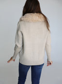 Chaqueta Beige Cuello Pelo Mujer