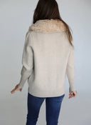 Chaqueta Beige Cuello Pelo Desmontable Mujer