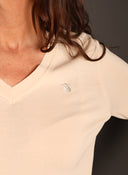 Jersey Camel Cuello Pico Mujer