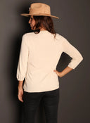 Jersey Camel Cuello Pico Mujer