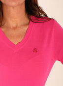 Jersey Rosa Capote Cuello Pico Mujer