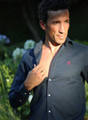 Camisa Azul Marino Lino Hombre