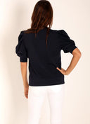 Jersey Azul Marino Manga Abullonada Mujer