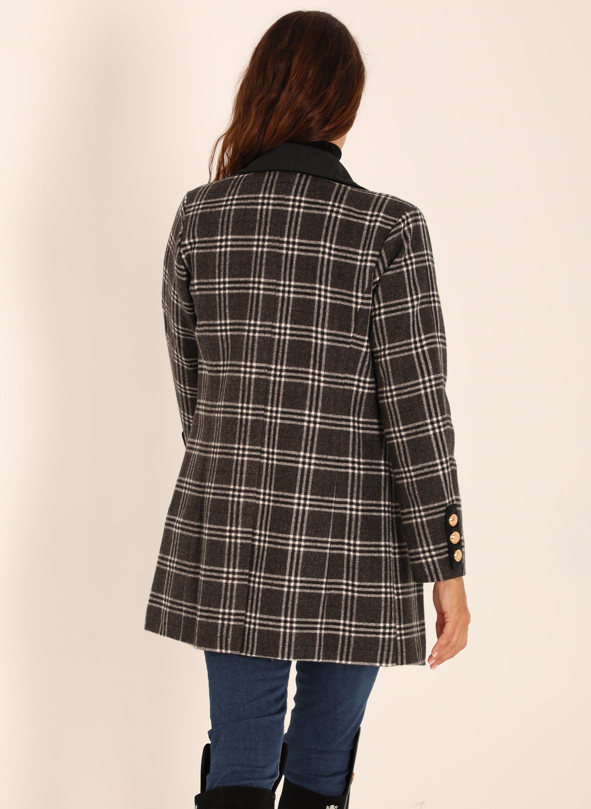 Gray Checkered Women's Coat