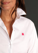 Camisa Blanca Manga Abullonada Mujer