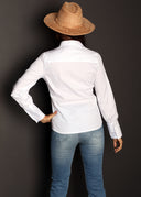 Camisa Blanca Manga Abullonada Mujer