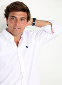 Camisa Blanca Sarga Cuello Botón Hombre