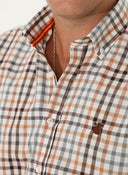 Camisa Cuadros Marrónes/Verdes Cuello Botón Hombre