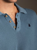 Polo Punto Canalé Azul Hombre