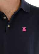 Polo Punto Azul Marino Liso Hombre