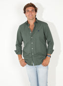 Camisa Kaki Sarga Cuello Italiano Hombre