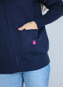 Chaqueta Azul Marino Cuello Pelo Desmontable Mujer