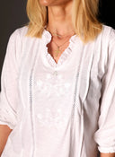 Blusa Blanca Puntilla Mujer