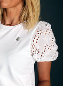 Camiseta o Blusa Blanca Manga Encaje Mujer